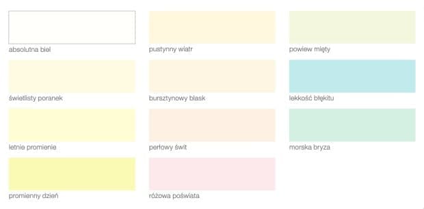 wzór tabela koloorw dulux swiatlo i przestrzen
