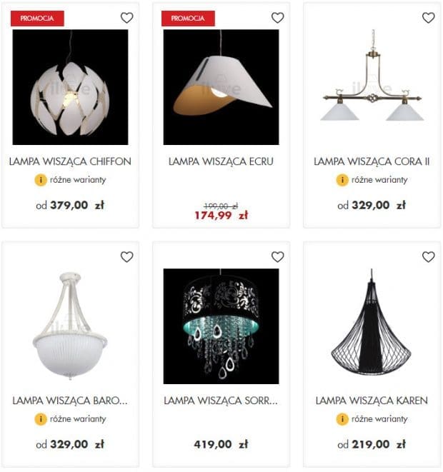 oświetlenie wiszące sklep