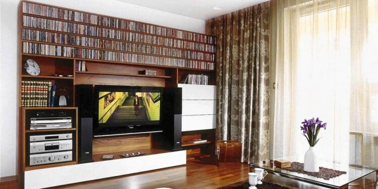 Zabudowa ściany w salonie