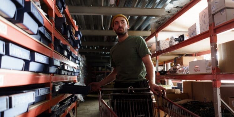 mężczyzna praca magazyn