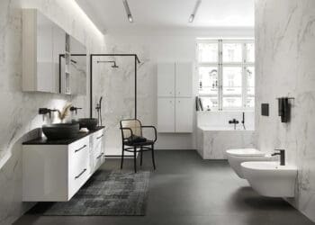 ​Umywalka lub brodzik z konglomeratu – czy warto postawić na taki produkt? Wady i zalety umywalek „granitowych”