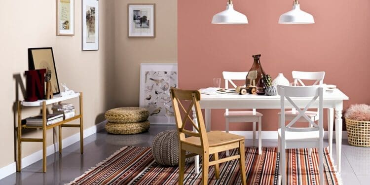 Łączenie dwóch kolorów ścian w pokoju